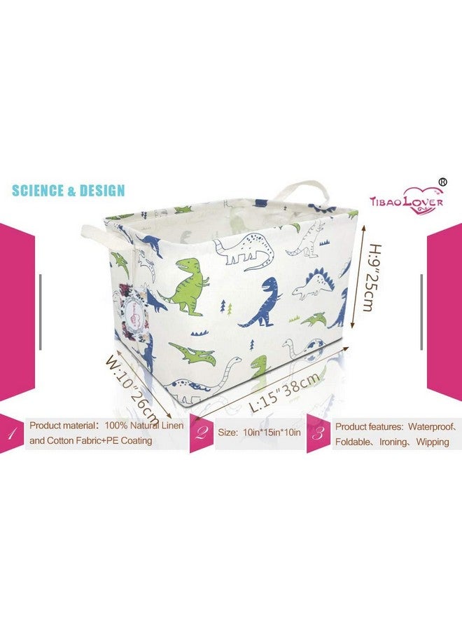 TIBAOLOVER Rectangular Kids Storage Basket Gift Basket Baby Storage Basket Cute Kids Toy Storage Bin Organizer Shelf Book Basket Room Decor(Polychrome Dinosaurs) - Image 2