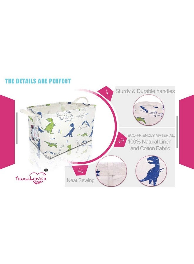 TIBAOLOVER Rectangular Kids Storage Basket Gift Basket Baby Storage Basket Cute Kids Toy Storage Bin Organizer Shelf Book Basket Room Decor(Polychrome Dinosaurs) - Image 3