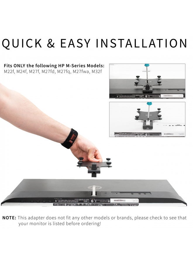 vivo - VIVO Quick Attach VESA Adapter Designed for HP M-Series Monitors, M22f, M24f, M27f, M27fd, M27fq, M27fwa, M32f, VESA 75x75mm and 100x100mm Conversion Kit, MOUNT-HP02M - Image 1