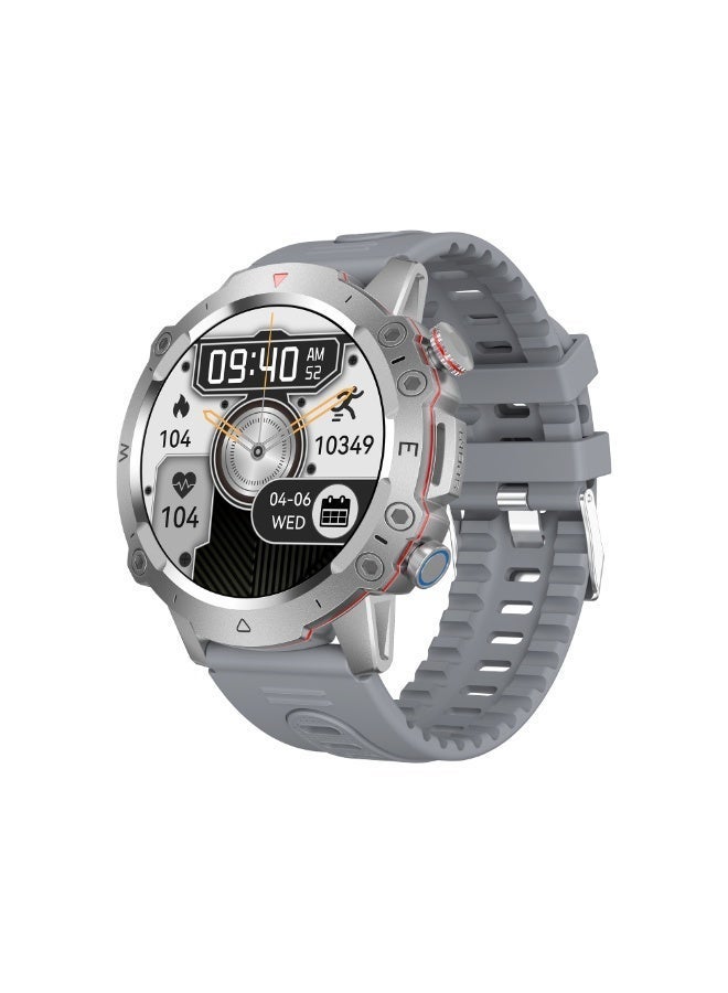 ساعة دوم الذكية للرجال، شاشة AMOLED دائمة التشغيل، مكالمات بلوتوث، مقاومة للماء، ساعة لياقة بدنية، متوافقة مع أنظمة أندرويد وiOS، فضي - Image 2