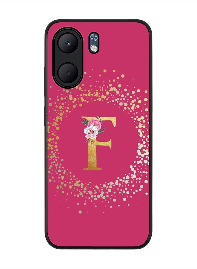 Stylizedd For Oppo A5x 5G / A5x 4G Case,Slim fit Camera Protection, Shockproof Thin Phone cover  - Custom Monogram Floral - F ( Deep Pink )
