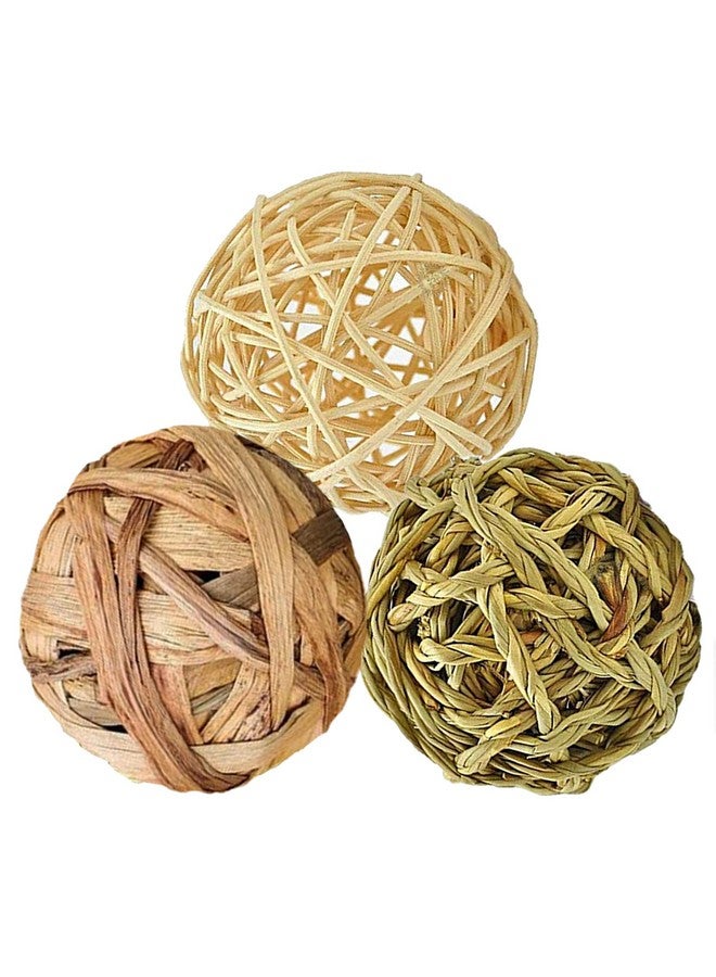 SunGrow 3 Pack Assorted Rabbit & Cat Chew Balls, Made From Seagrass, Chewable Teething Activity Toy For Pocket Pets, Healthy For Your Pet’S Gums & Teeth - Image 1