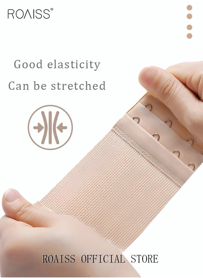 roaiss - 6 Pack High Elastic Bra Extension Buckle Set for Women Bralette Length Adjustment Bra Back Universal Three Rows Skin-friendly Fabric - Image 1