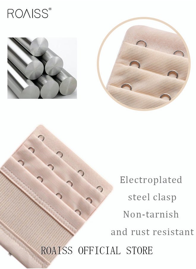 roaiss - 6 Pack High Elastic Bra Extension Buckle Set for Women Bralette Length Adjustment Bra Back Universal Three Rows Skin-friendly Fabric - Image 1