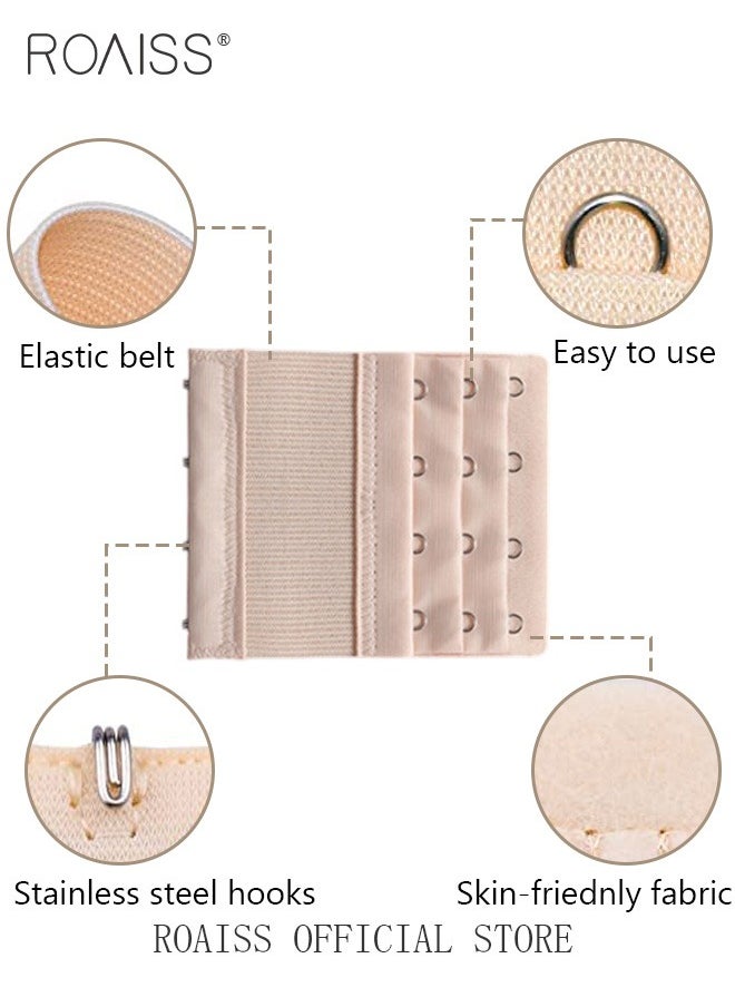 roaiss - 6 Pack High Elastic Bra Extension Buckle Set for Women Bralette Length Adjustment Bra Back Universal Three Rows Skin-friendly Fabric - Image 1