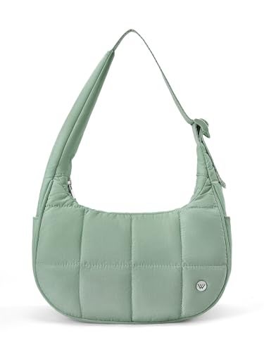 WESTBRONCO Small Puffer Crescent Shoulder Bag for Women, Nylon Quilted Shoulder Purses, Puffy Handbags with Adjustable Strap - Image 1