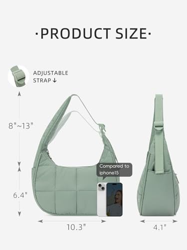 WESTBRONCO Small Puffer Crescent Shoulder Bag for Women, Nylon Quilted Shoulder Purses, Puffy Handbags with Adjustable Strap - Image 2