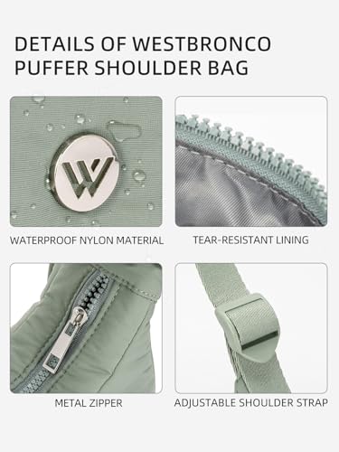 WESTBRONCO Small Puffer Crescent Shoulder Bag for Women, Nylon Quilted Shoulder Purses, Puffy Handbags with Adjustable Strap - Image 5