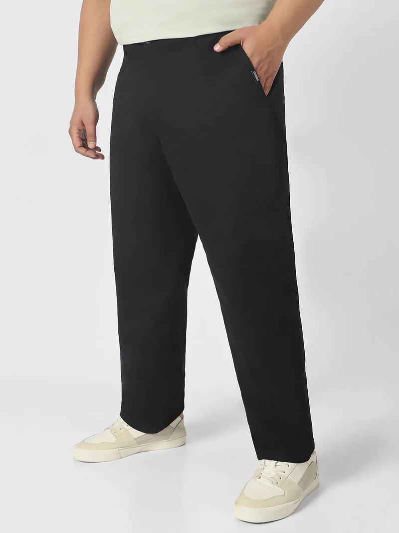 Urbano Fashion  Urbano Plus Men's Black Cotton Regular Fit Casual Chinos Trousers Stretch for Men | Best Price UAE