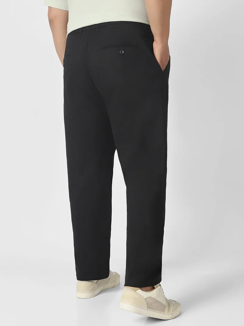Urbano Fashion  Urbano Plus Men's Black Cotton Regular Fit Casual Chinos Trousers Stretch for Men | Best Price UAE