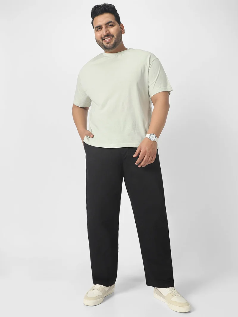 Urbano Fashion  Urbano Plus Men's Black Cotton Regular Fit Casual Chinos Trousers Stretch for Men | Best Price UAE