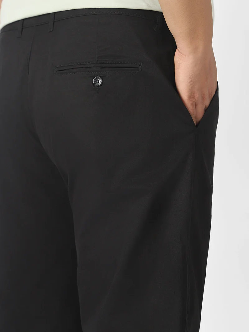 Urbano Fashion  Urbano Plus Men's Black Cotton Regular Fit Casual Chinos Trousers Stretch for Men | Best Price UAE