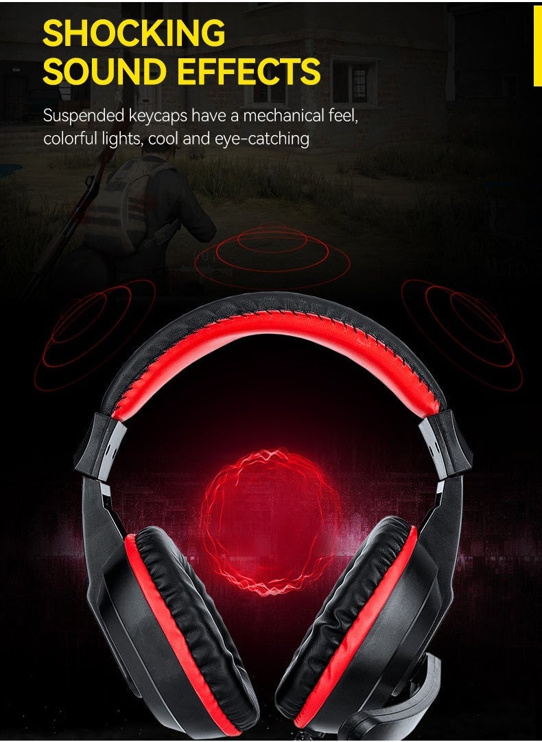 T-WOLF Game 4 IN 1 Set,Backlit Keyboard + Colorful Backlit Mouse + Large-Size Mousepad + Gaming Headset,Waterproof Rgb Color Suitable For Pc/Ps4/Xbox Gamers, Android Pubg Codm Genshin Diablo All Games - Image 4