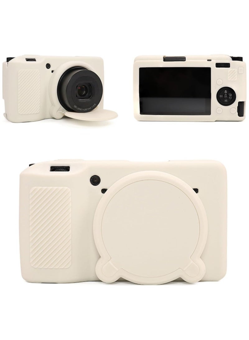 Camera Case for Ricoh GR III/GR III X, Soft Silicone Protective Case Ultra-Thin Lightweight for GR IIIx/GR III/GR3x/GR3 Camera with Detachable Lens Cover (White) - Image 1