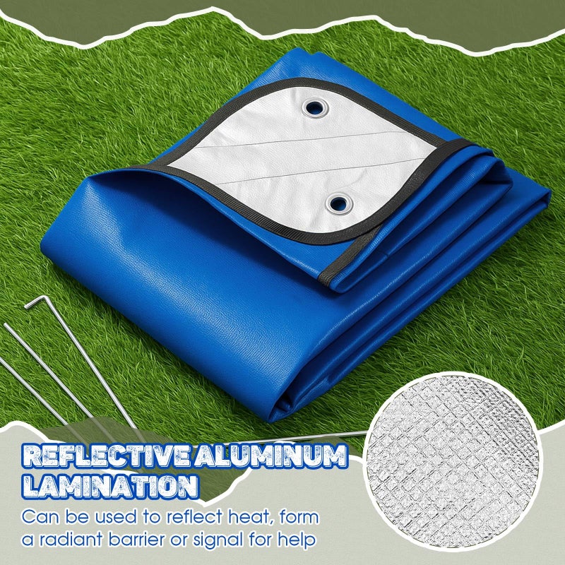 Kingdder 2 Pcs Heavy Duty Insulated Tarp Emergency Blankets for Survival 60 x 82 Inches Thermal Reflective Tarp Cold Weather Camping Blanket Winter Tent Insulation for Hiking(Blue) - Image 2