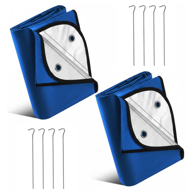 Kingdder 2 Pcs Heavy Duty Insulated Tarp Emergency Blankets for Survival 60 x 82 Inches Thermal Reflective Tarp Cold Weather Camping Blanket Winter Tent Insulation for Hiking(Blue) - Image 1