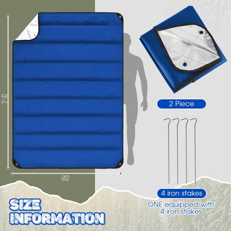 Kingdder 2 Pcs Heavy Duty Insulated Tarp Emergency Blankets for Survival 60 x 82 Inches Thermal Reflective Tarp Cold Weather Camping Blanket Winter Tent Insulation for Hiking(Blue) - Image 3