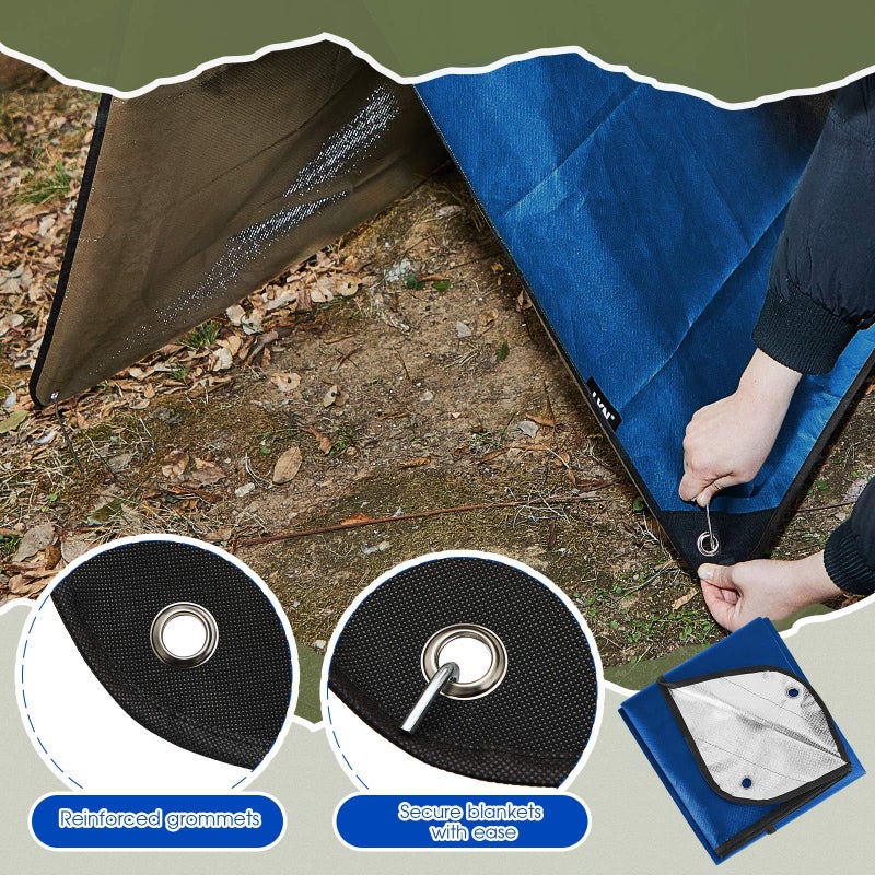 Kingdder 2 Pcs Heavy Duty Insulated Tarp Emergency Blankets for Survival 60 x 82 Inches Thermal Reflective Tarp Cold Weather Camping Blanket Winter Tent Insulation for Hiking(Blue) - Image 4