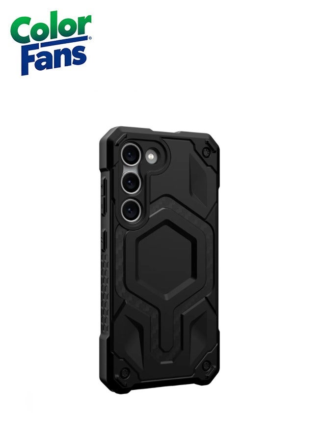 Color Fans Samsung Galaxy S23 Case Monarch Pro Premium Rugged Heavy Duty Shockproof Protective Cover Compatible with Magnetic Charging - Carbon Fiber - Image 4