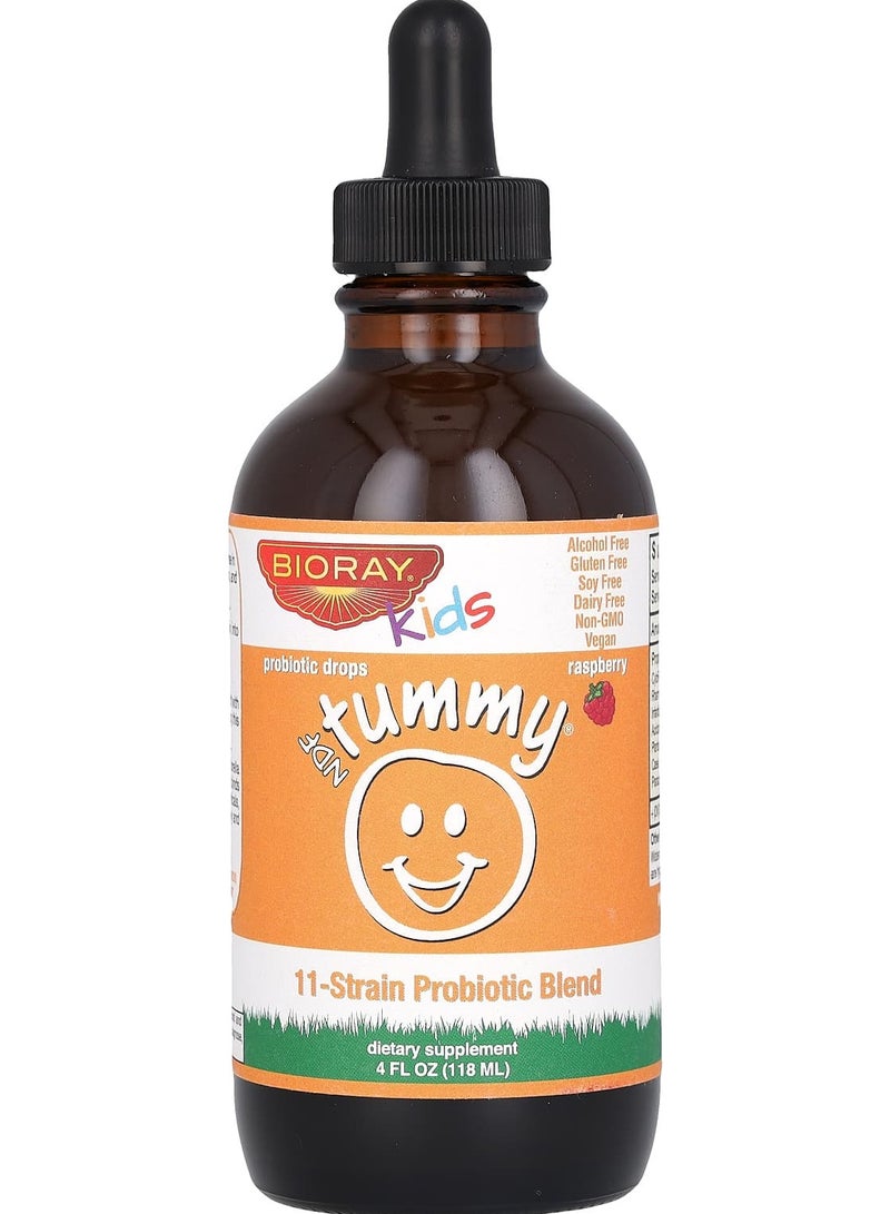 Kids, NDF Tummy, 11-Strain Probiotic Blend, Raspberry, 4 fl oz (118 ml)