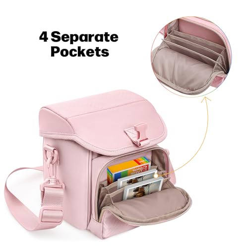 Prokva Camera Sling Bag Compatible with Polaroid Now 2nd/3rd Instant Camera, Crossbody Bag with Adjustable Strap, Pink - Image 2