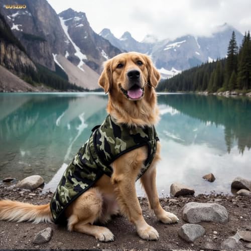 BUSZBO Dog Winter Jacket for Large Size Dogs | Camouflage Design, Waterproof & Windproof Polyester Coat with Fleece, Adjustable Velcro Closure, Warm Vest for Cold Weather (22 Inch) - Image 5