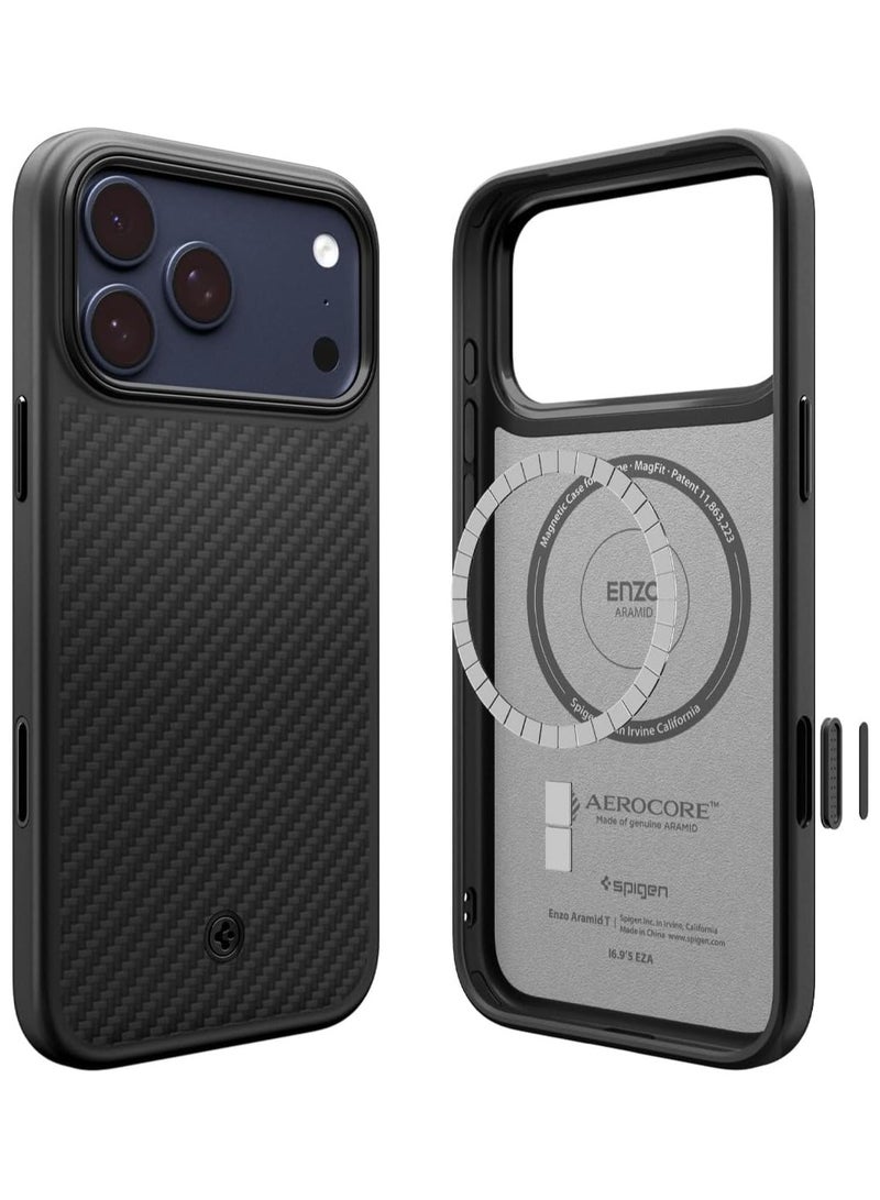 Spigen Enzo Aramid T MagFit iPhone 17 PRO Case with [Camera Control Button Cover] Aramid Fiber [MagSafe] - Black | Black - Image 1