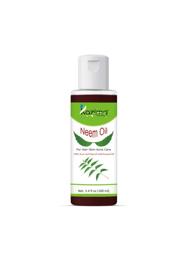 KAZIMA Neem Carrier Oil - 100% Pure, Natural & Undiluted Cold Pressed Oil for Aromatherapy, Skin Care, Hair Care and Face, 100 ml - Image 1