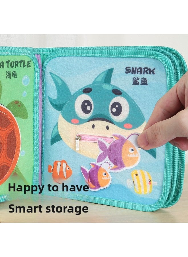 Baby's Hand Tearing Early Education Three-dimensional Cloth Book Tear-proof Animal Cognition 0-1 Years Old Baby Educational Enlightenment Toys Wholesale-Color:Cloth Book Two-piece Set [animal Cognition + Ocean World]]  - Image 5