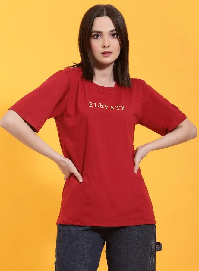 Take Two Maroon Short Sleeve Oversized T-Shirt By Rigo