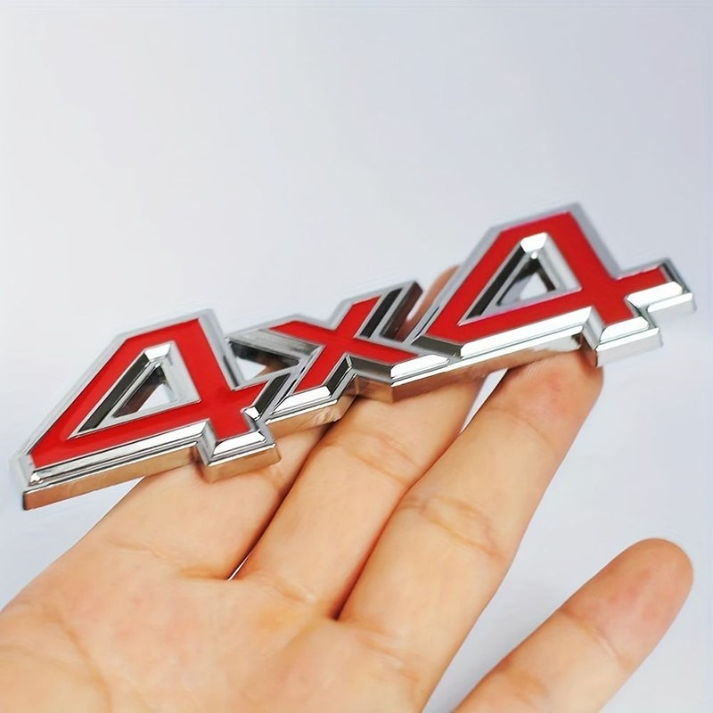 شارة 3D معدنية 4x4 مقاومة للماء ومقاومة للبهتان شعار سيارة فضي أسود متين وسهل اللصق - Image 2
