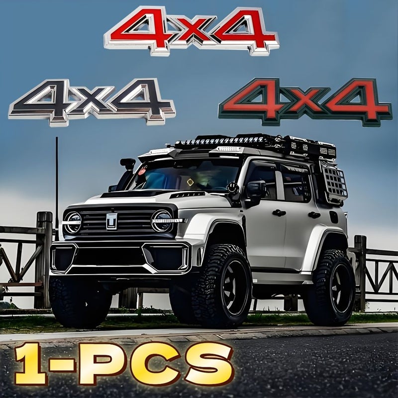 شارة 3D معدنية 4x4 مقاومة للماء ومقاومة للبهتان شعار سيارة فضي أسود متين وسهل اللصق - Image 3
