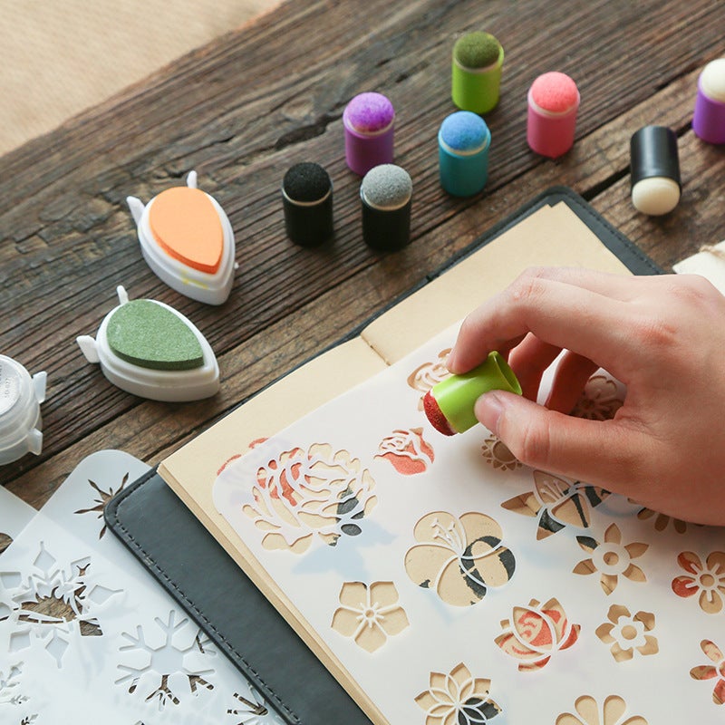 Hand-Account Inkpad Blooming Tool Retro Stamp Daub Diy Sponge Finger Set Functional Lace Ruler 5 Color Selection - Image 4