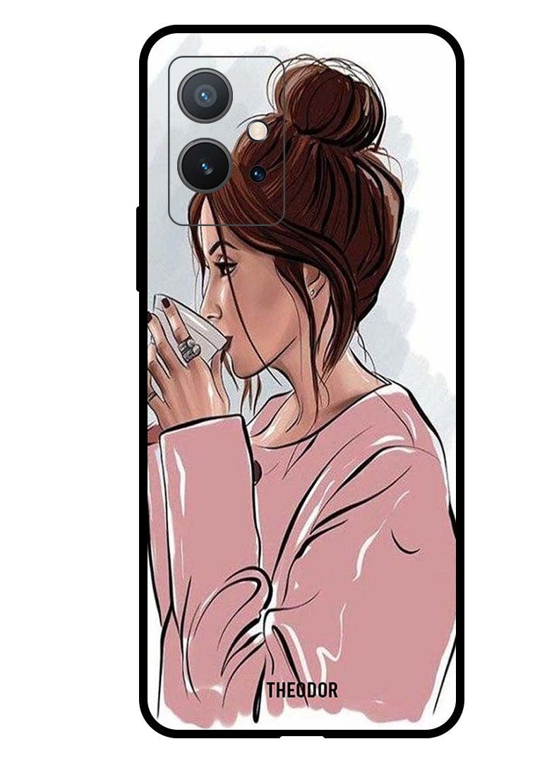 Theodor Protective Case Anti ScratchShockproof Cover For VIVO Y55 5G Girl Drinking Coffee 1 - Image 1