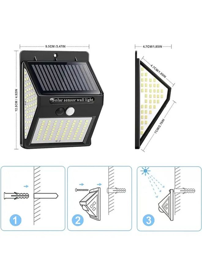قطعتان 144 مصباح LED إضاءة خارجية بالطاقة الشمسية مستشعر حركة IP65 إضاءة جدار حديقة أمنية - Image 3