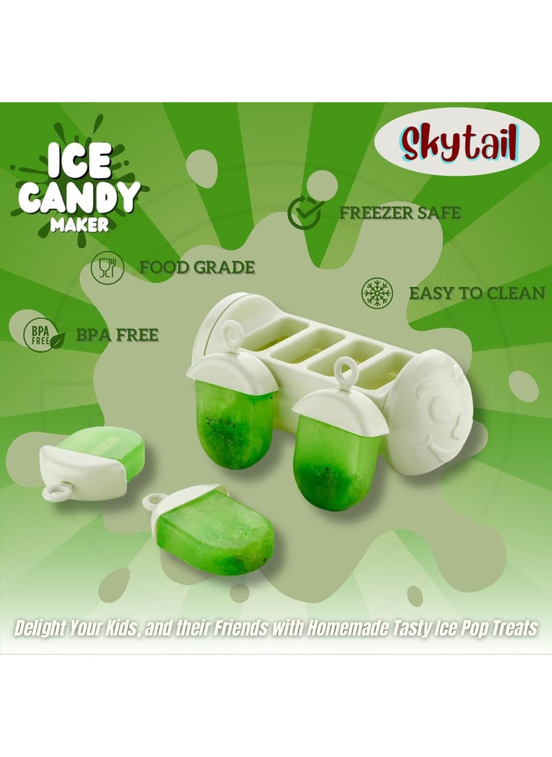 Skytail Skytail 4 Slot Reusable Ice Candy Maker Homemade PopsicleFrozen Ice CreamKulfi Candy for Children Adults Popsicle Frozen Ice Cream Ice Pop Makers Ice Cream Tray Kulfi Candy Frozen Treats  - Image 2