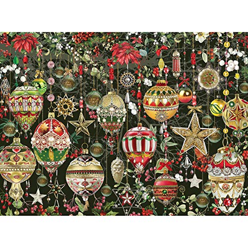 Bits and Pieces Large 300 Piece Jigsaw Puzzle for Adults Christmas Ornaments Jigsaw Puzzle Holiday Tree Decoration Flowers Stars Winter by Artist Barbara Behr Completed Puzzle Size 18 x 24 - Image 5