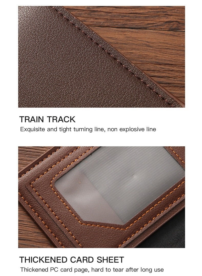 جيانغ بي أو محفظة رجالية طويلة - محفظة جلدية PU منقوشة منسوجة على الطراز الكوري مع خاصية حجب RFID، محفظة رفيعة قابلة للطي مضادة للسرقة، حقيبة كلاتش أنيقة غير رسمية للرجال - Image 4