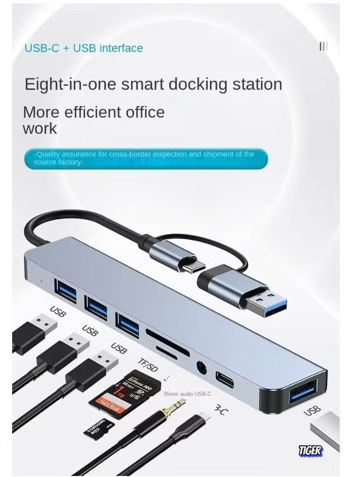 TIGER 8-in-1 USB C Hub Type C Multiport Adapter with 4K HDMI, PD Power Delivery, Ethernet, USB-C, 2 USB Ports, SD/TF Card Reader – Compatible with MacBook Pro, XPS, Dell, HP, ASUS & Other Type-C Devices  - Image 2