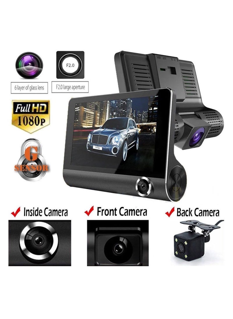 1080P DVR Dash Camera 4 Inch Car Dashcam Driving Recorder 170° Wide Angle with Touchscreen Support Night-Vision Loop Recording Motion Detection Reversing Picture - Image 3