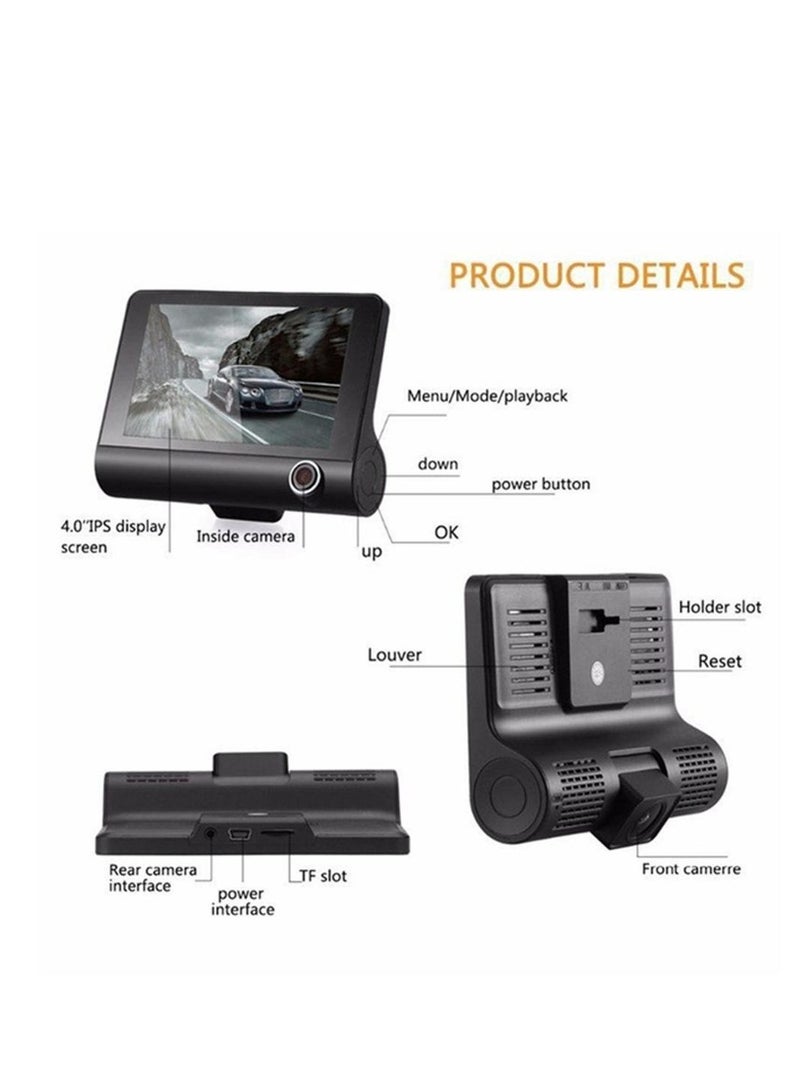 1080P DVR Dash Camera 4 Inch Car Dashcam Driving Recorder 170° Wide Angle with Touchscreen Support Night-Vision Loop Recording Motion Detection Reversing Picture - Image 4