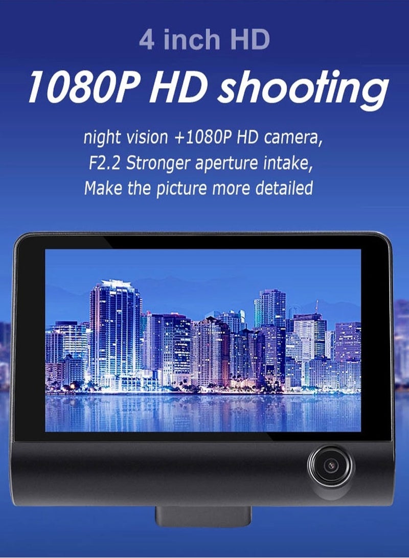 1080P DVR Dash Camera 4 Inch Car Dashcam Driving Recorder 170° Wide Angle with Touchscreen Support Night-Vision Loop Recording Motion Detection Reversing Picture - Image 5