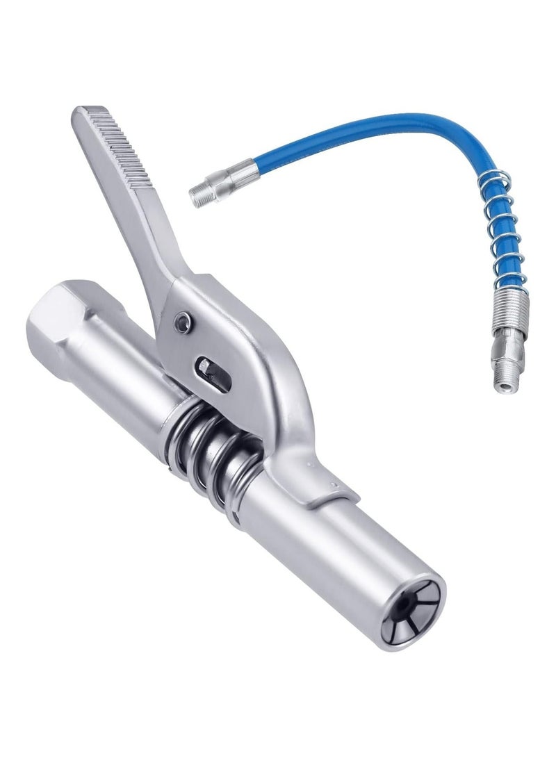 Grease Gun Coupler Kit Professional Lever Action Grease Gun with Hose Quick Release Grease Coupler Easy to Lock Handle Compatible with All Grease Gun 1/8 NPT Grease Gun Fitting - Image 1