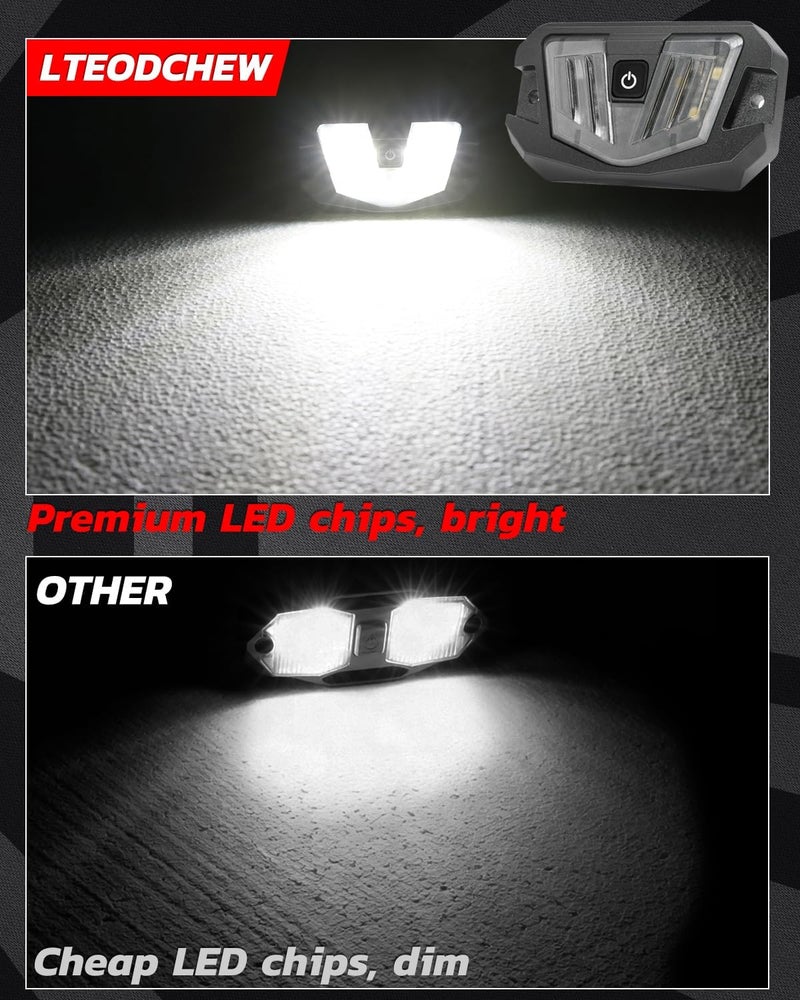 LTEODCHEW ضوء قبة V-Pro UTV مع مفتاح تركيب قفص قضيب دوار، مصباح LED فيضي عالمي سلكي 12 فولت للإضاءة الداخلية للسيارة، مناسب لـ UTV وATV وSUV وTruck وGolf Cart وBoat، هود ألومنيوم مقاوم للماء IP67 - أبيض - Image 4