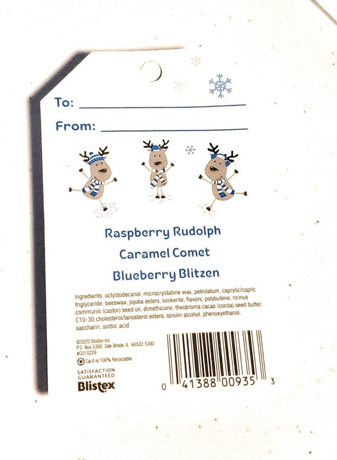 Blistex Lip Moisturizer Holiday Collection - Raspberry Rudolph, Caramel Comet, Blueberry Blitzen 0.15 oz (Pack of 1 - Image 2