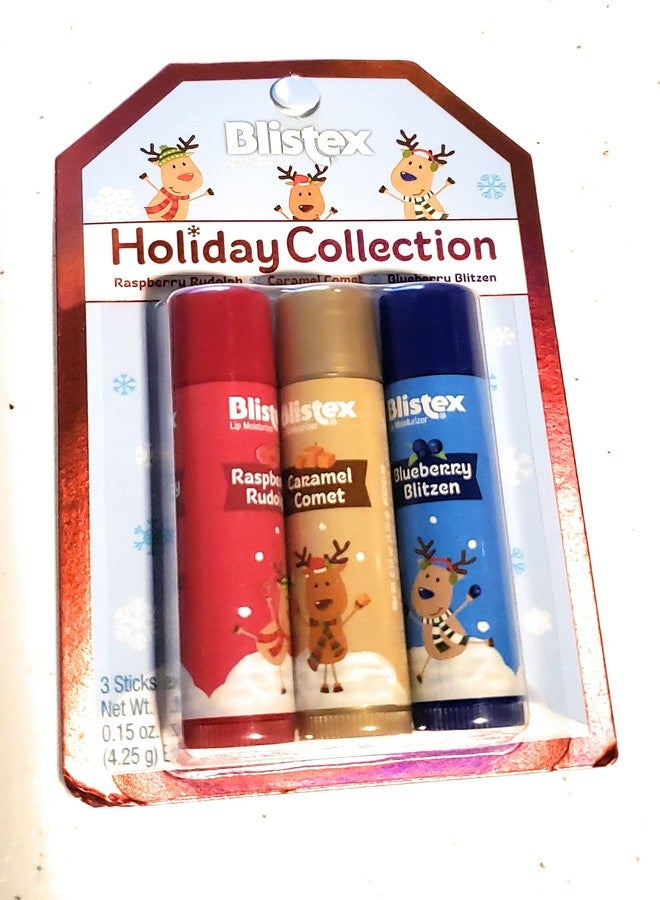 Blistex Lip Moisturizer Holiday Collection - Raspberry Rudolph, Caramel Comet, Blueberry Blitzen 0.15 oz (Pack of 1 - Image 1