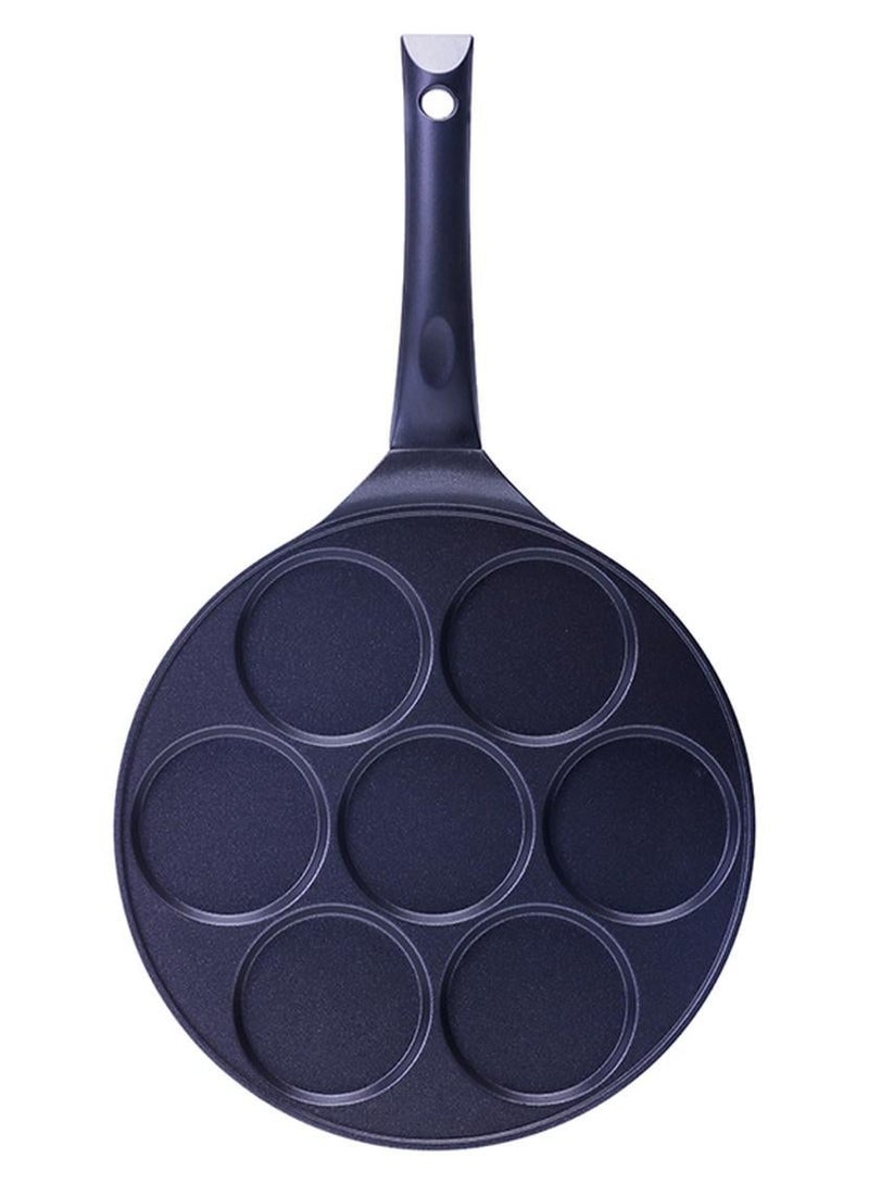 7-Slot Die-Cast Non-Stick Danish Pancake Maker With Bakelite Handle Black - Image 1