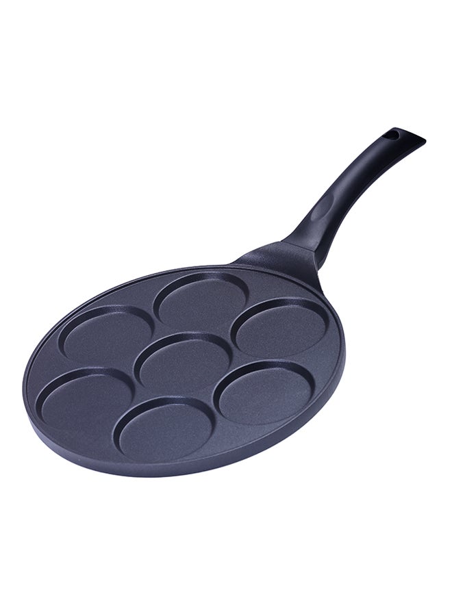 7-Slot Die-Cast Non-Stick Danish Pancake Maker With Bakelite Handle Black - Image 3
