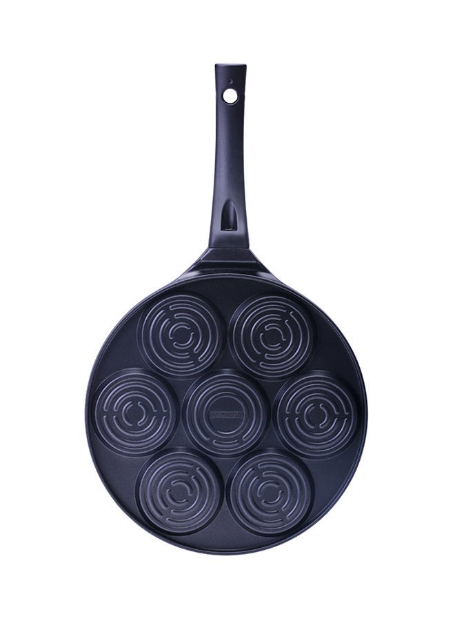 7-Slot Die-Cast Non-Stick Danish Pancake Maker With Bakelite Handle Black - Image 2