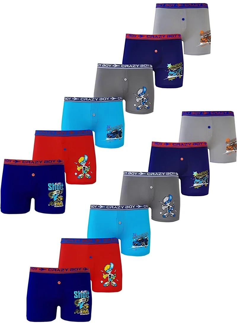 Dode Flora Tutku 0253 Boy Mixed Patterned Economic 12-Piece Boxer